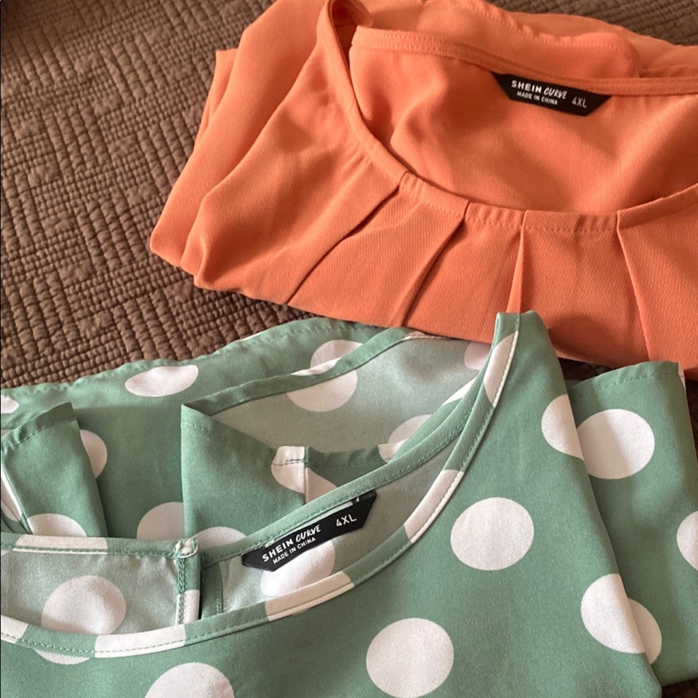 Shein Curve Polka Dot and Solid Blouses